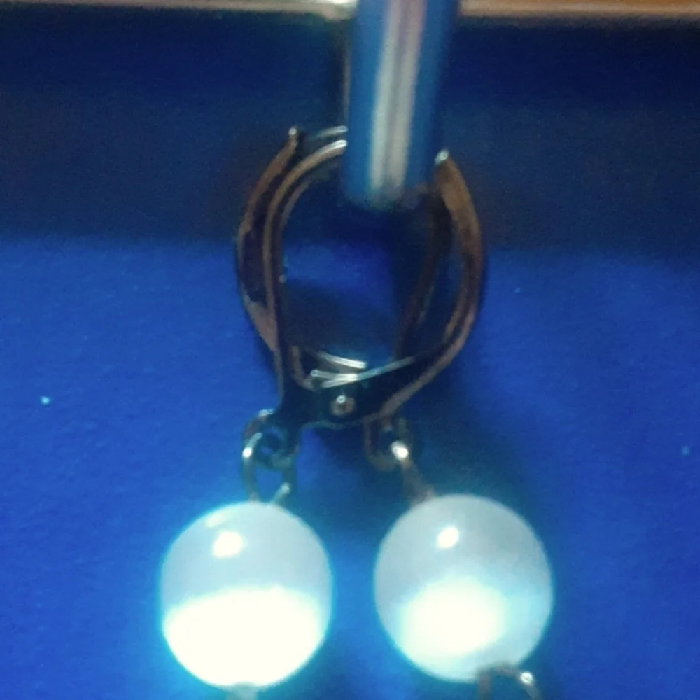 Elegant White and Pink Dangle Earrings